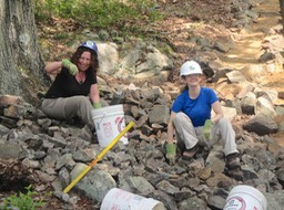 21- Marci and Linda working the crush pile